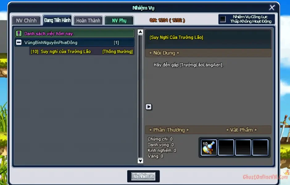Hướng dẫn làm nhiệm vụ từ Level 1  50 Ghost Online VTC-7.webp